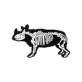 Rhino skeleton enamel pin featuring a black silhouette with white bone detail - Rhino Skeleton (CC655)