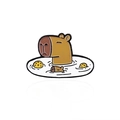 Cute cartoon capybara swimming enamel pin badge with yellow floating ornaments - Bathing Style (CC301)
