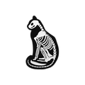 Gothic style sitting cat skeleton enamel pin with black alloy and white oil dripping - Cat Skeleton (CC656)