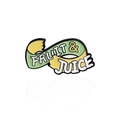 Emaille-Brosche mit gelb-grünem Band-Design und Fruit & Juice Aufschrift für Kleidung - Obst und Saft Band (CC2000)