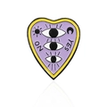 Broche cœur en émail violet style Ouija avec motifs soleil, lune et œil mystique - Style de Planchette de Cœur (CC896)