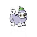 Spilla smaltata creativa con gatto bianco che si nasconde in una melanzana viola - Gatto Melanzana (CC025)