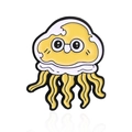Simpatica spilla in smalto a forma di medusa gialla con occhiali neri e motivi a onde - Medusa con Grandi Occhiali (CC125)