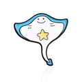 Spilla a forma di razza cartoon con stella gialla e dettagli in smalto blu su bianco - Razza Blu con Stella (CC126)