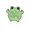 Cute green enamel frog brooch with thumbs up gesture and AWE SOME text decoration - Thumbs Up Style (CC1602)
