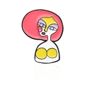 Spilla smaltata astratta con design di figura femminile in stile pop art vivace - Stile Capelli Rossi (CC1540)