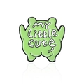 Cute green enamel frog pin with My Little Cute text and reflective shadow effect - Back View Style (CC1604)