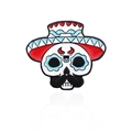 Creative Mexican Day of the Dead enamel skull pin with colorful sombrero and mustache - Mexican Sombrero Skull Style (CC1225)