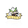 Cartoon-Emaille-Pin mit Fotografen-Motiv, Brille und Kamera auf weißem Grund - Fotograf Vogel CLICK Stil (CC980)