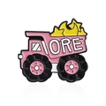 Pink dump truck enamel pin with ORE text and star decorations on a white background - Ore Truck Style (CC1205)