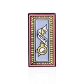 Rosafarbener rechteckiger Emaille-Anstecker mit goldenem Schlüssel und Herz-Schriftzug - Goldener Herz-Schleifen-Schlüssel (CC1323)