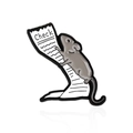Cute cartoon gray mouse climbing on a white paper check enamel pin brooch - Climbing List Style (CC1075)
