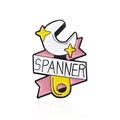 Creative spanner enamel pin with pink ribbon and yellow stars design for bags - Creative Spanner Style (CC1206)