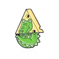 Spilla smaltata con simpatico coccodrillo verde e formaggio giallo per zaini - Stile Coccodrillo Formaggio (CC1122)