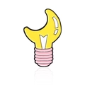 Creative enamel pin featuring a yellow crescent moon with a pink light bulb base - Moon Lamp Bulb Style (CC046)