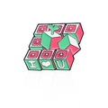 Simpilla smaltata carina con cubi verde menta, motivo I heart U e piccolo germoglio - Stile Blocchi di Lettere (CC220)
