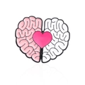 Broche créative en émail en forme de cœur texturé cerveau, tons rose et blanc nacré - Style Cerveau Coeur (CC164)
