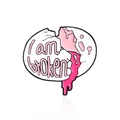 Épingle émaillée avec coquille d'œuf brisée, texte rose 'I am broken' et détails de fluide - Style Coquille d'Oeuf Cassée (CC167)