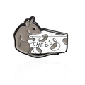 Cute cartoon gray mouse with cheese enamel pin jewelry accessory for clothing - Holding Cheese Style (CC1077)
