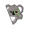 Cute gray koala enamel pin with pink magnifying glass in creative cartoon style - Magnifying Glass Style (CC1827)