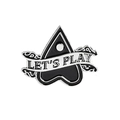 Spilla gotica planchette in smalto nero con scritta Let's Play e finitura argento - Stile Decorativo Cuore (CC703)