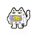 Broche créative en émail chat four blanc avec motif poulet rôti pour décoration habit - Style Chat Four (CC257)