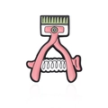 Distintivo a forma di cesoie rosa cartone animato con molla bianca e verde - Tagliacapelli (CC1218)