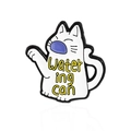 Broche créative en émail en forme de chat arrosoir blanc et jaune avec reflet - Style Chat Arrosoir (CC259)