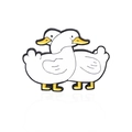 Cute enamel pin featuring two white cartoon ducks interacting with yellow beaks - Hugging White Ducks Style (CC248)