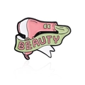 Spilla smaltata a forma di asciugacapelli rosa e verde con nastro Beauty - Asciugacapelli (CC1219)