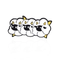 Cartoon sheep group enamel pin with white fluffy texture and yellow horns on metal base - Cloud Sheep Herd Style (CC249)