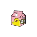 Pink milk carton enamel pin featuring a cute yellow duck with citrus slice details - Milk Box Duck Style (CC2145)