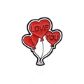 Trois broches en émail en forme de cœurs rouges avec texte I LOVE YOU et contour noir - Style Ballon de Cœur (CC1160)