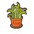 Cartoon aloe vera enamel pin in an orange pot with vibrant green leaves - Cartoon Potted Aloe Style (CC1598)