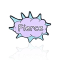 Fierce Pop-Art Emaille-Anstecknadel in lila-blauem Explosionswolken-Comic-Design - Fierce Sprechblase Stil (CC1371)