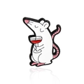 Cartoon weiße Maus Brosche mit Weinglas aus Emaille und Legierung für Kleidung - Weinglas haltende Maus (CC1070)