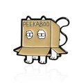 Broche en émail mignonne avec un chat blanc caché dans un carton Peekaboo stylé - Style Chat Peekaboo (CC1428)