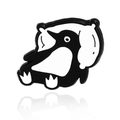 Cute penguin lapel pin holding a white pillow with modern black metal outlines - Sleeping Penguin Style (CC1275)