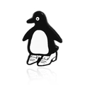 Cute enamel penguin brooch pin wearing white high-heeled shoes on white background - Standing Penguin Style (CC1276)