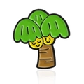 Cute cartoon shy coconut enamel pin with a smiling face and metallic finish - Shy Coconut Tree (CC073)