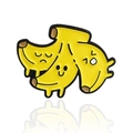 Funny cartoon banana enamel pin with three different expressive fruit faces - Naughty Banana (CC076)