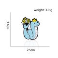 Niedliche blaue Schlange Emaille-Pin mit gelber Krone und Blumen, 3,1 cm x 2,5 cm - Kronen Blaue Schlange (CC617)