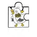 Broche en émail forme puzzle avec coq de dessin animé et frites en alliage poli - Style Poussin (CC231)