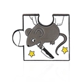 Épingle de puzzle en émail représentant une souris de dessin animé avec un couteau - Style Souris (CC232)