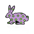 Cute purple bunny enamel pin with green polka dots for clothing and backpack decoration - Purple Polka Dot Rabbit Style (CC907)