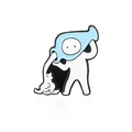Creative enamel pin of a cartoon figure pouring liquid from a blue bottle - Aquarius (CC2016)