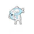 Creative cartoon enamel pin featuring a white character in a blue fish costume - Pisces (CC2017)