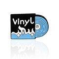 Spilla smaltata in stile retrò a forma di disco in vinile con onde blu - CC1393