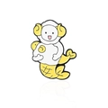 Cartoon Capricorn enamel pin with white goat head and yellow fish tail on white background - Capricorn (CC2018)