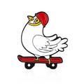 Épingle en émail de dessin animé montrant une oie blanche sur un skateboard rouge - Style Skateboard (CC1490)